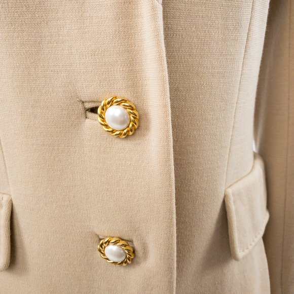 Vintage S/M Wool Knit Princess Overcoat Cream Tan - Picture 3 of 11